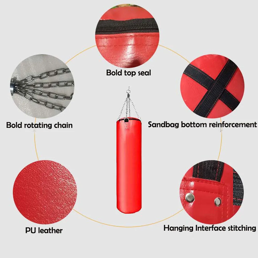 150/180cm Sanda Boxing Sandbag MMA Boxing Punching Bag PU Heavy Sandbag Taekwondo home Training Punching Bag Set Men Fitness