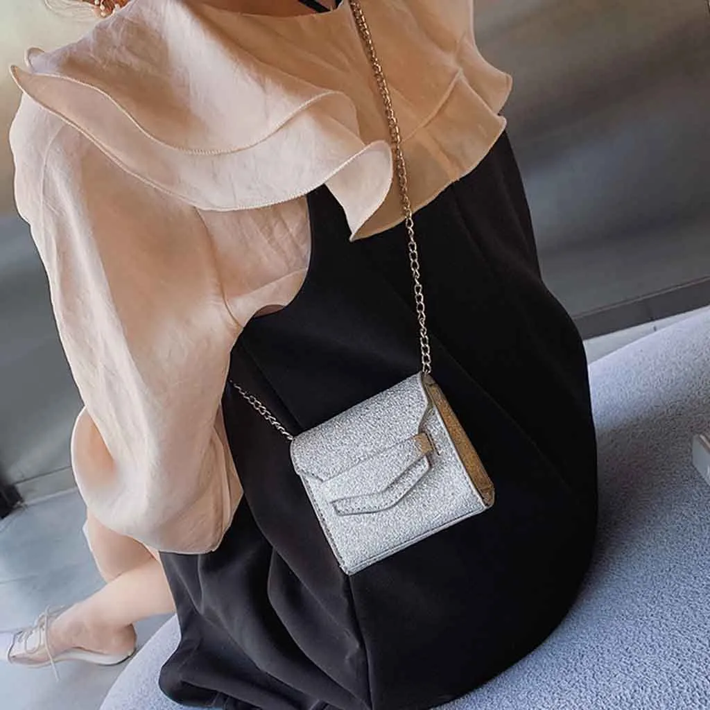Мини однотонная маленькая квадратная сумка, женская сумка на цепочке, сумка на плечо, изысканная Оригинальная Повседневная сумка для девушек, элегантная сумка-мессенджер# ZB
