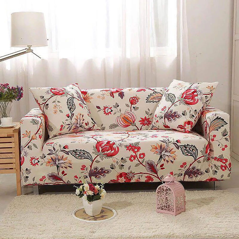 

Elastic Corner Sofa Cover For Living Room Floral Printing Full Coverage 1/2/3/4 Seater Many Colors Soft L Shape Couch Cover