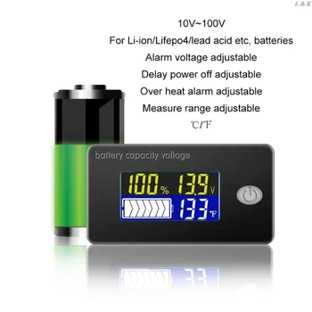 

10-100V Battery Capacity Indicator Voltmeter Universal Li-ion Lifepo4 Lead acid PXPC