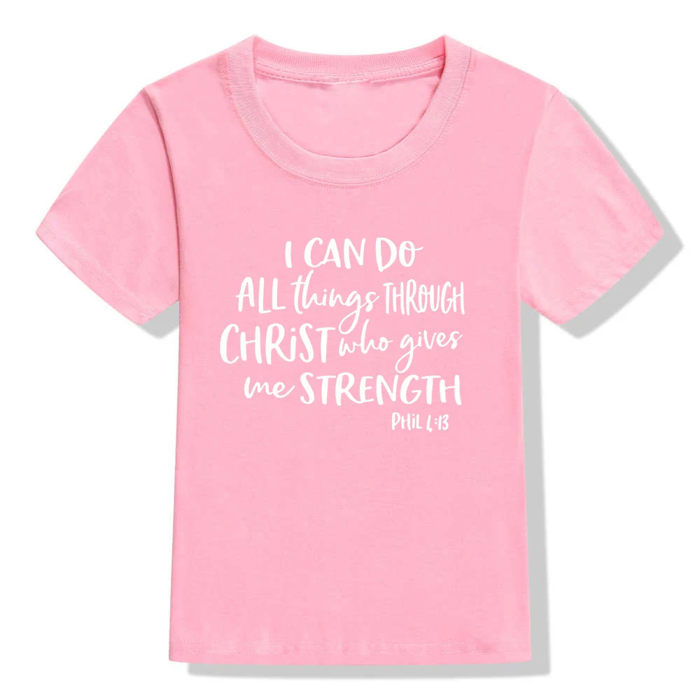 Детская рубашка детская футболка с надписью «I Can Do All Things Via Christ What Give Me Strength Christian» Детская футболка в христианском стиле - Цвет: 53K1-KSTPK-