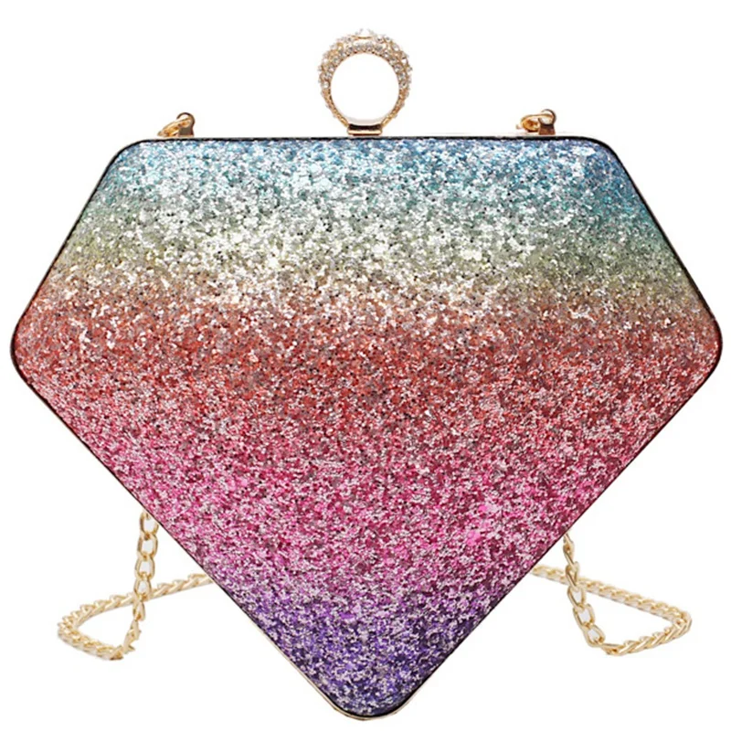 

ABZC-Diamond Shape Women'S Party Clutches Women'S Mini Chain Wallet Women'S Shoulder Crossbody Bags