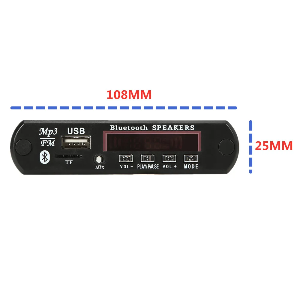 VICFINE Hands-free 6W amplifier MP3 Player Decoder Board 5V 12V Bluetooth 5.0 Car FM Radio Module Support TF USB AUX Recorders