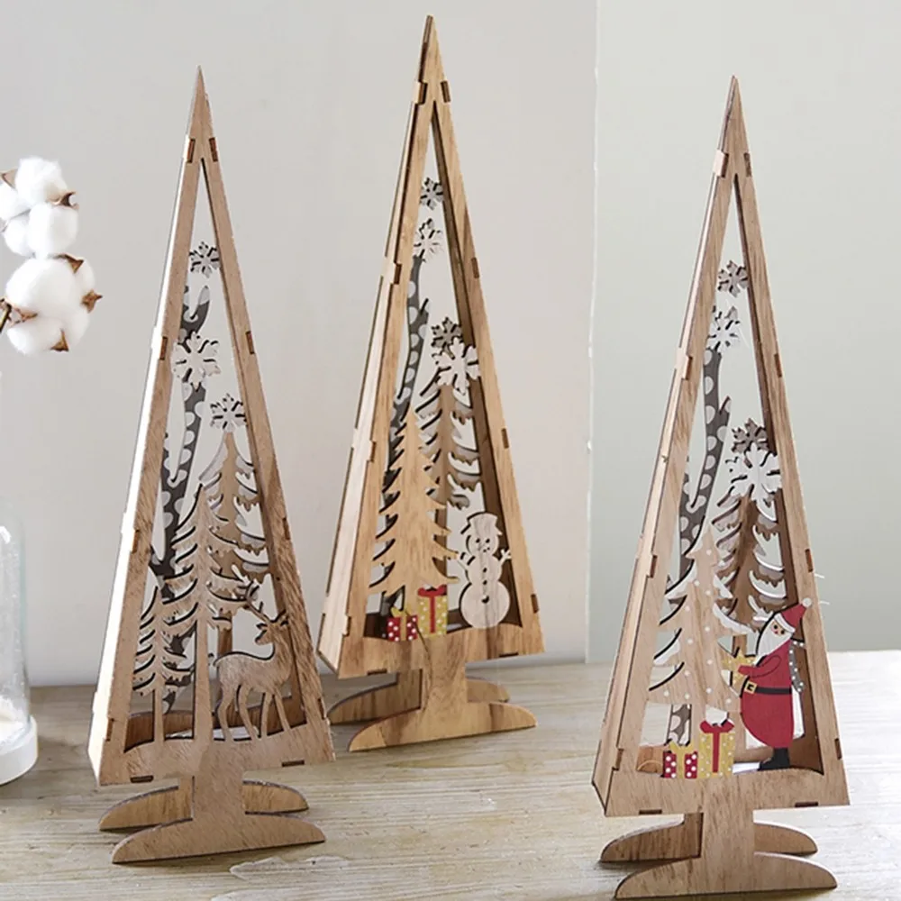 

44.5cm Length LED Changing Color Openwork Christmas Tree Desk Light Creative Hollow Decoration Table Ornaments Xmas Decor Charm