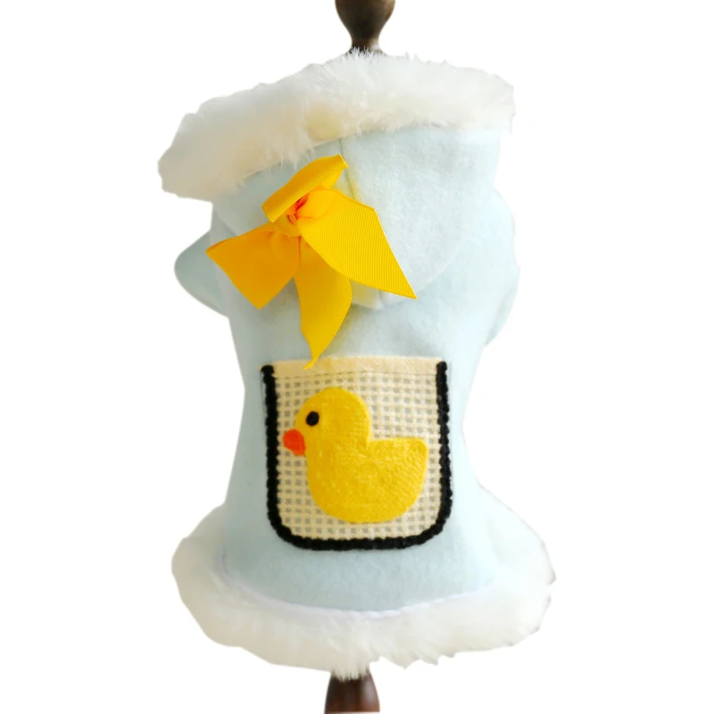 Sky blue Милая зимняя одежда для собак, одежда для щенков, хлопковое толстое теплое пальто, меховая одежда для домашних животных - Цвет: Sky blue