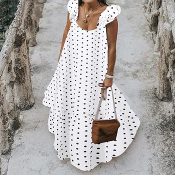 

Dress Women 2020 Spring Summer New Fashion Street Casual Ruffle Sleeve A Line Beach Party Long Dress Vestidos#A3