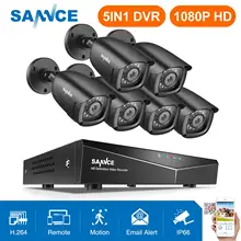 SANNCE 8CH 1080P видео система безопасности 5в1 DVR с 6 шт 1080P TVI Смарт ИК Открытый всепогодный CCTV камеры видеонаблюдения комплект