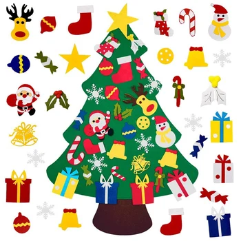 

DIY Felt Christmas Tree with 30Pcs Ornaments, Xmas Gifts for Kids New Year Handmade Christmas Door Wall Hanging Decorations