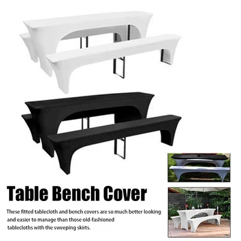 

3pcs Patio Camping Dining Elastic Fabric Table Bench Cover Set BBQ Park Outdoor Washable Reusable Picnic Fitted Tablecloth