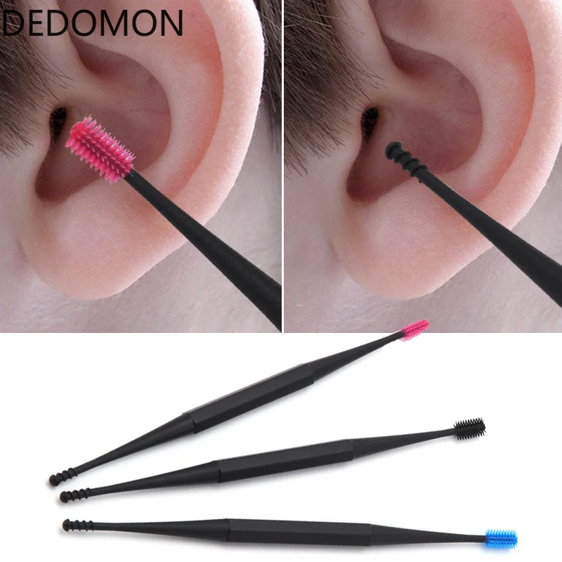 

1/2pcs Soft Silicone Ear Pick Double-ended Earpick Ear Wax Curette Remover Ear Cleaner Spoon Spiral Ear Clean Tool Spiral Design