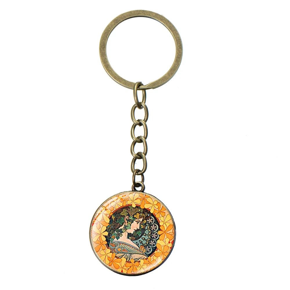 Style 31 SONGDA Alphonse Mucha aestetism брелок стиль Стиль модерн символ стекло кристалл серебряный брелок уникальная сумка с феей Шарм Кулон - Цвет: Style 31