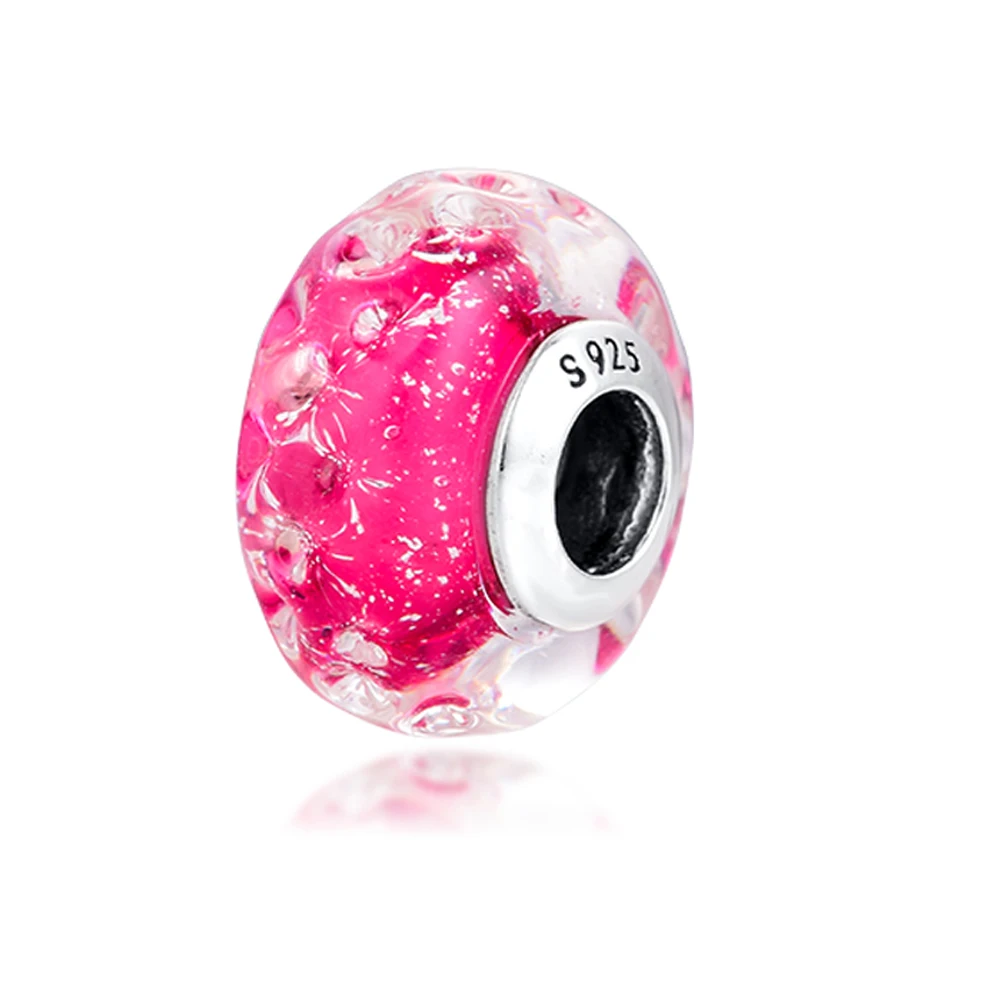 QANDOCCI DIY Подходит для Pandora Подвески Браслеты Волнистые Розовые бусины из