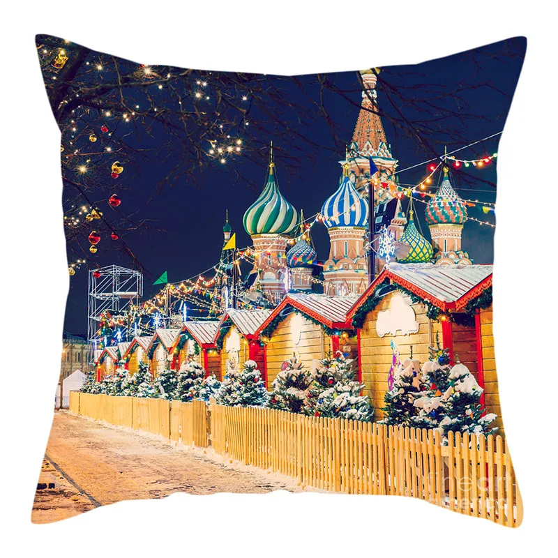 

Fuwatacchi Merry Christmas Pillow Case Cushion Cover Snowmen Polyester Pillowcases Throw Cover for Home Sofa Decorative Cojines