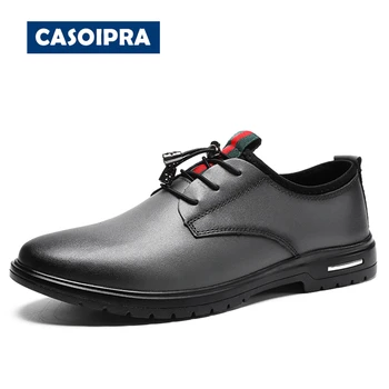 

CASOIPRA Brand Men Leather Shoes Luxury Oxford Shoes Lace-up Black Casual Shoes Dress Formal Italian Shoes Flats Big Size 38-47