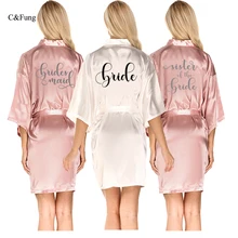 C& Fung темно-розовый халат серебряное кимоно с надписью атласная пижама Свадебный халат Подружка невесты, сестра мать невесты халаты