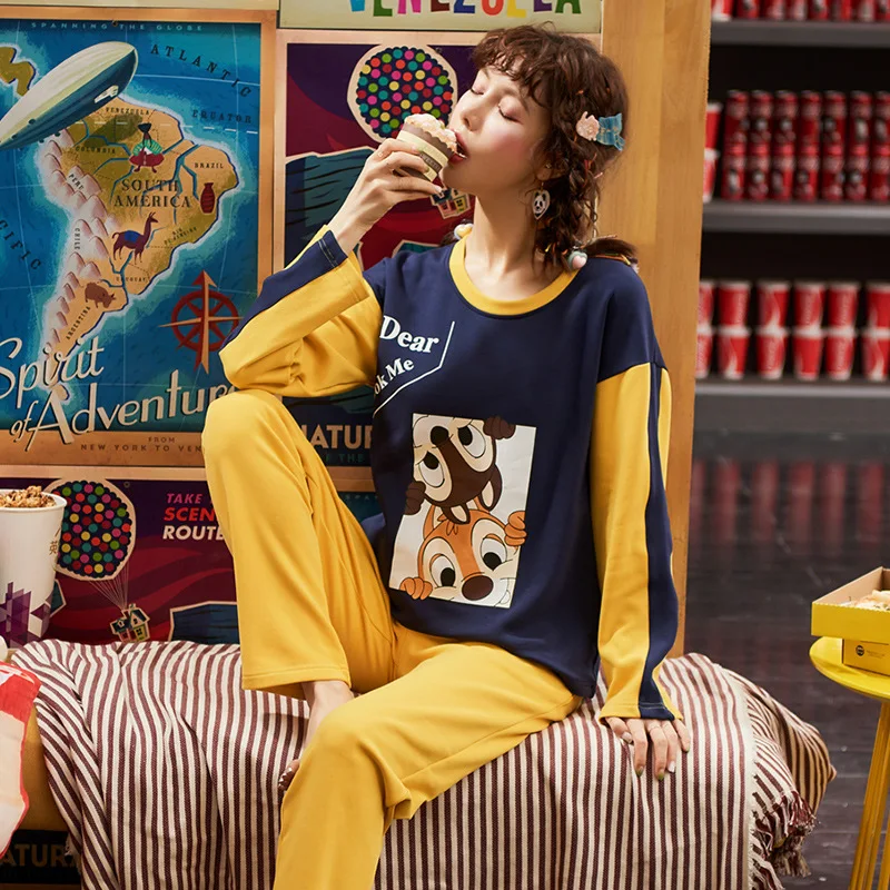 

Pajamas Women's Spring And Autumn Autumn Pure Cotton Long Sleeve Tracksuit Cotton Summer Thin Section Korean-style Large Size Tw