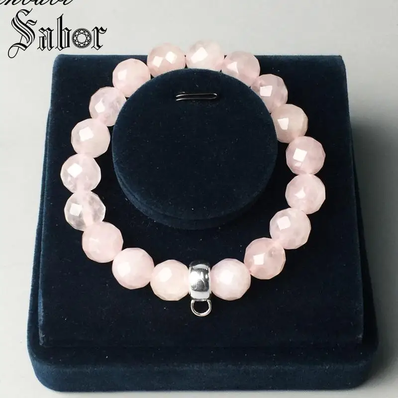 Женский браслет с подвесками из розового кварца и камня | Украшения аксессуары