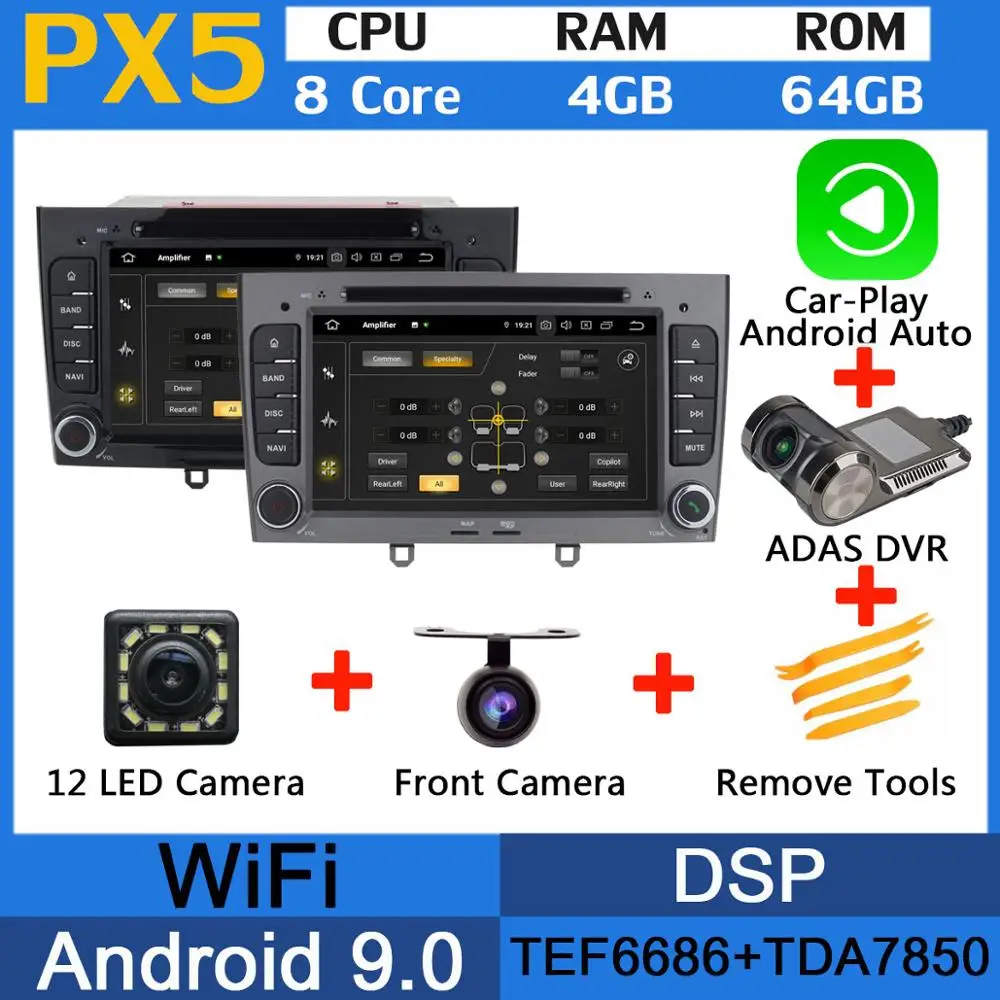 5 USB порт PX6/Восьмиядерный Android 9,0 автомобильный dvd-плеер для peugeot 408 2010 2011 peugeot 308 2008 2009 2011 Автомобильный Радио gps DSP - Цвет: PX5-Adas-Carplay