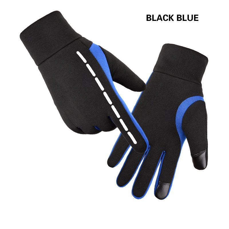 Black blue Новинка, водонепроницаемые перчатки с сенсорным экраном, теплые прочные нескользящие лыжные перчатки, практичные перчатки для езды на мотоцикле, велосипеде, спорта на открытом воздухе - Цвет: Black blue