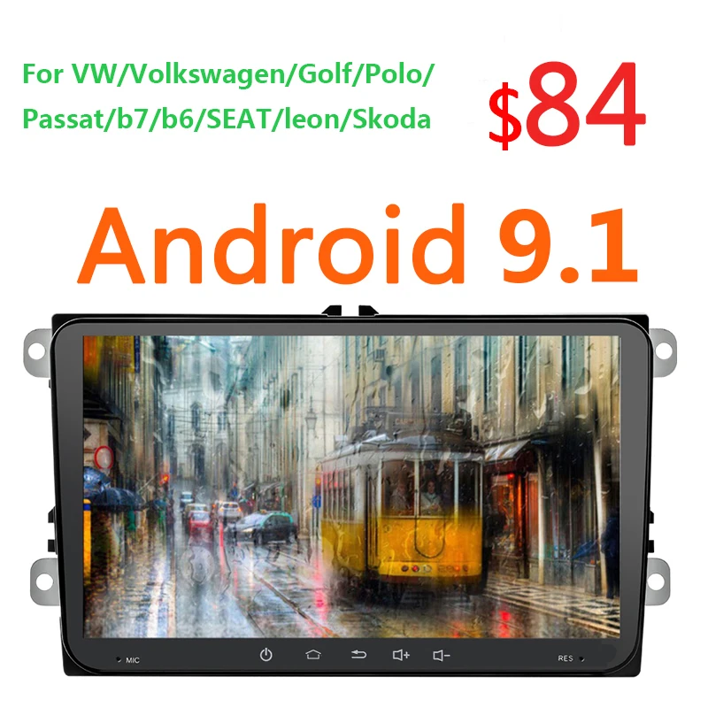 9 дюймов Android 9,1 1+ 16G автомобиль Mp5 Multimidia авто радио Gps для VW Volkswagen Golf Polo Passat b7 b6 SEAT leon Skoda w/Canbus 46