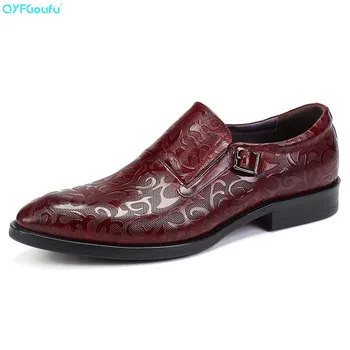 

QYFCIOUFU New Brand Slip On Men Luxury Patent Shoes Oxford Genuine Leather Shoes High Quality Cow Leather Carving Business Shoes