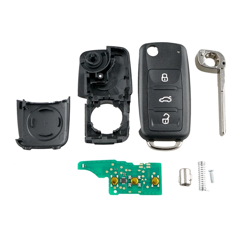 3 кнопки дистанционного ключа подходит для VOLKSWAGEN FCCID: 5K0837202AD 434 МГц ID48 чип - Количество кнопок: CAR7638BK