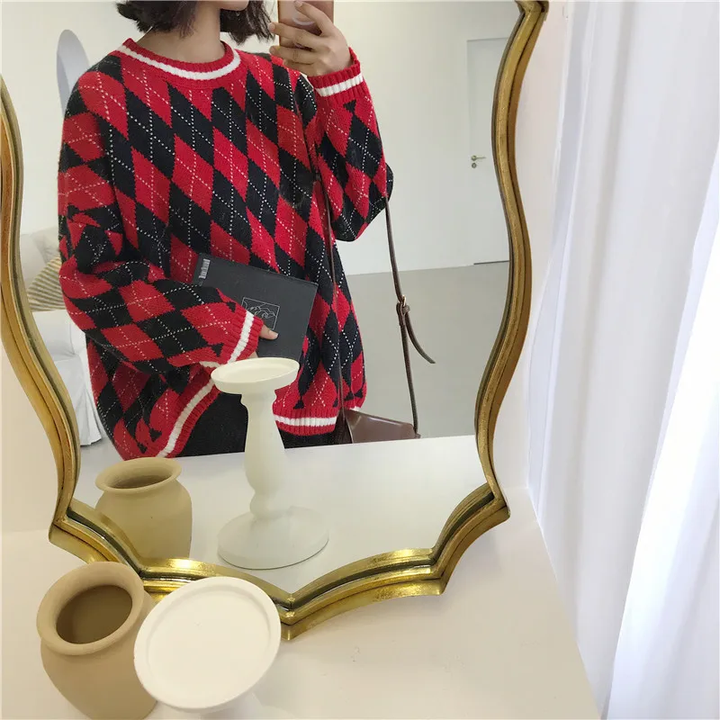 Осень Зима Новые свитера размера d повседневные женские Пуловеры свободного размера плюс вязаные Джемперы для девушек