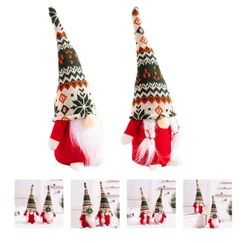 

2 Pcs Exquisite Christmas Gnome Faceless Cloth Doll Handmade Gnomes Ornament
