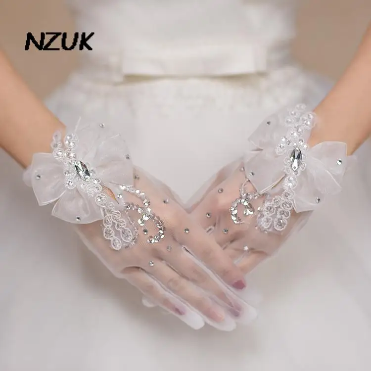 

NZUK Cheap Sexy Bridal Gloves 2022 novia wedding gloves accessories vestido de festa Bridal garter Finger white Gloves