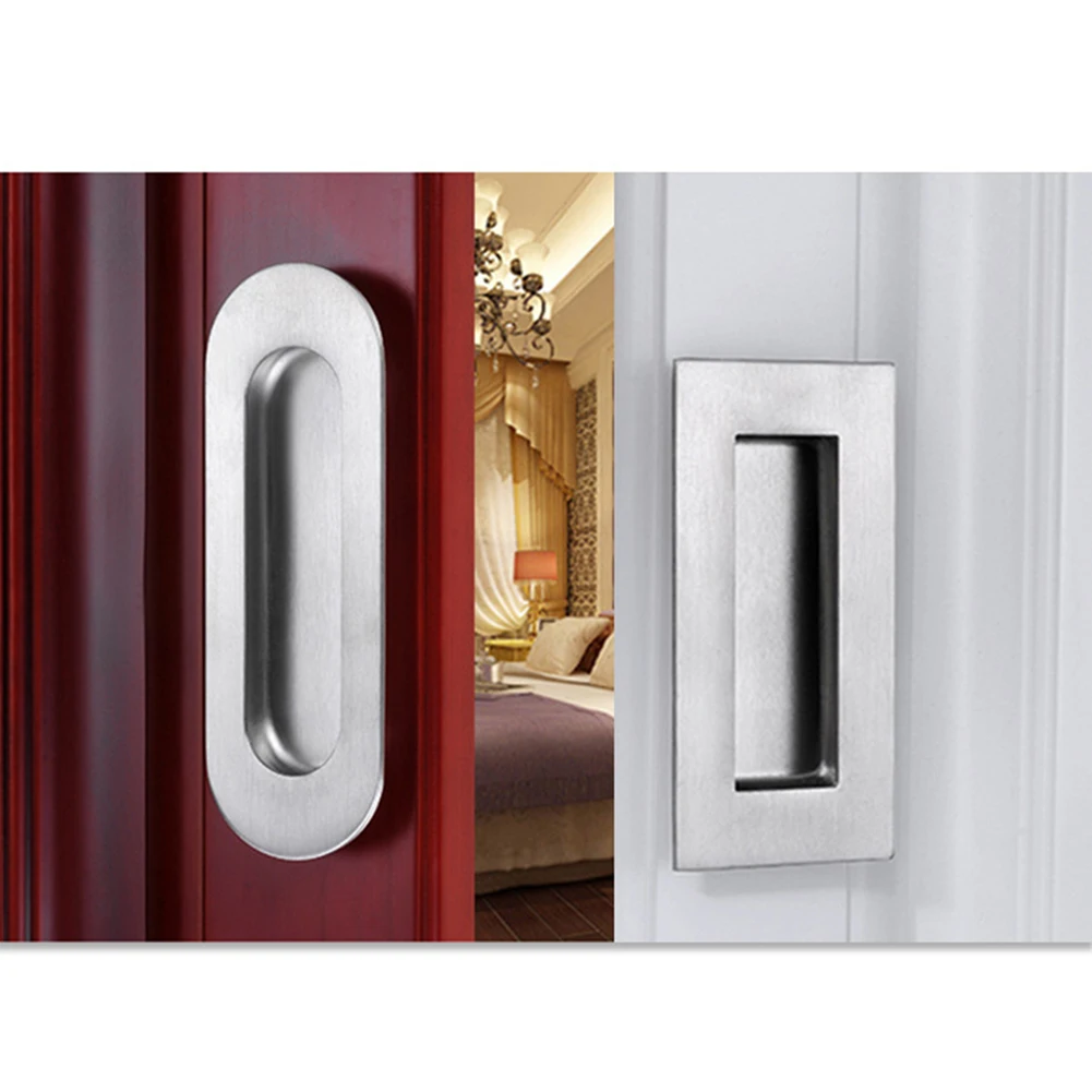 Inset Door Knobs Wardrobe Stainless Steel Recessed Handle Pulls Drawer Cupboard Sliding