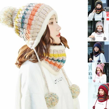 

Winter Women Girls Knitted Scarf and Hat Set Warm Knitting Thicken Outdoor KYY8682