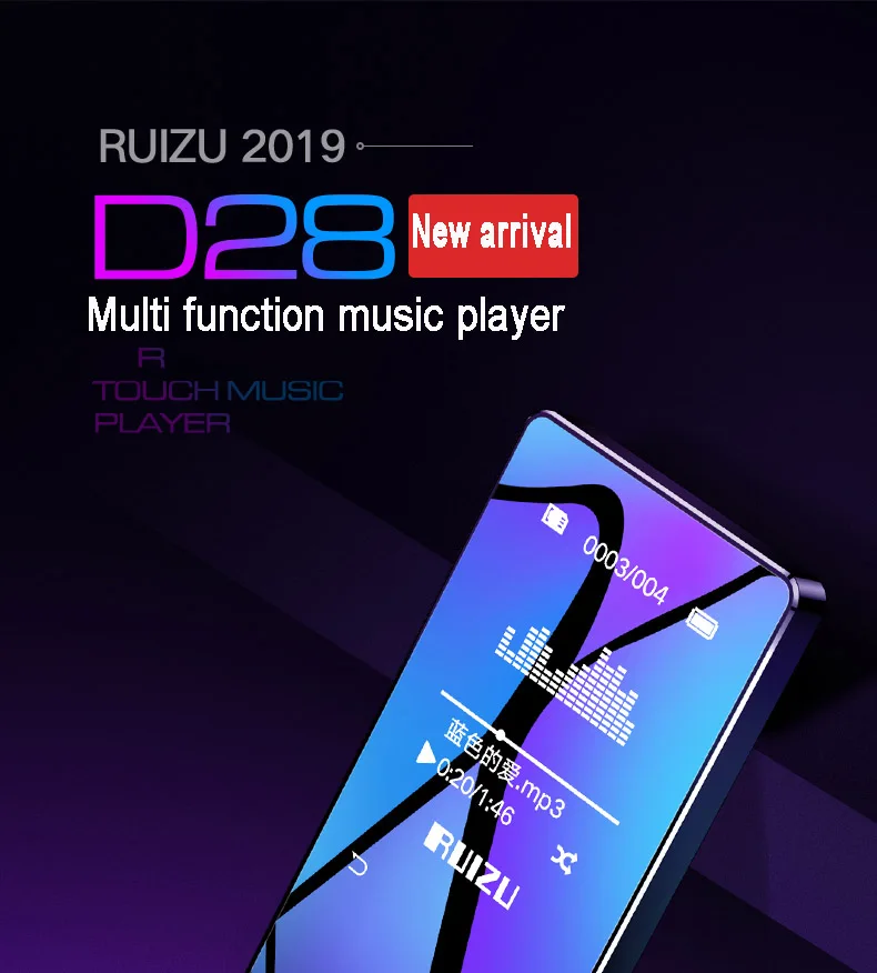Ruizu D28 Bluetooth MP3 музыкальный плеер со встроенным динамиком ультра тонкий портативный Walkman электронная радио видео
