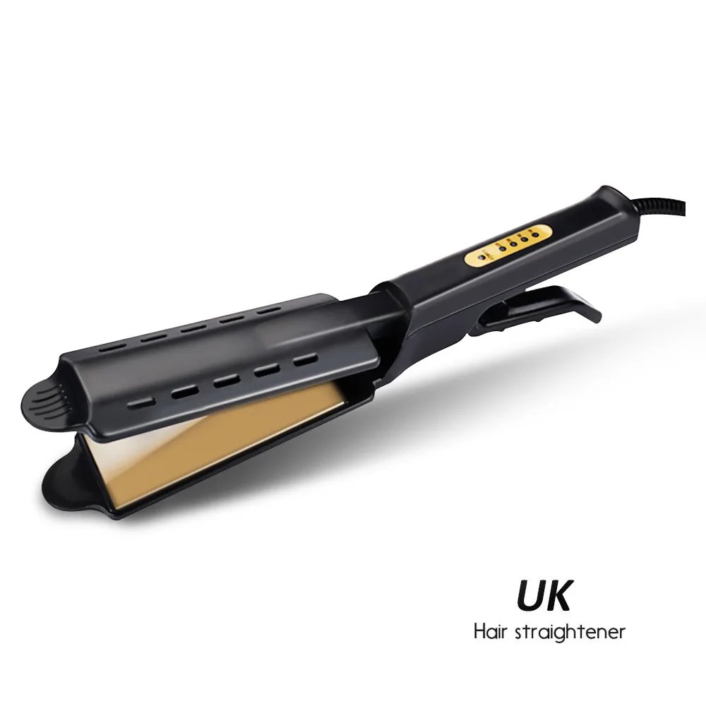 UK plug A3 Выпрямитель для волос, утюжок для гофрирования, бигуди, керамический турмалин, ионные Инструменты для укладки, плоский паровой утюг для женщин, расширенная панель - Цвет: UK plug A3