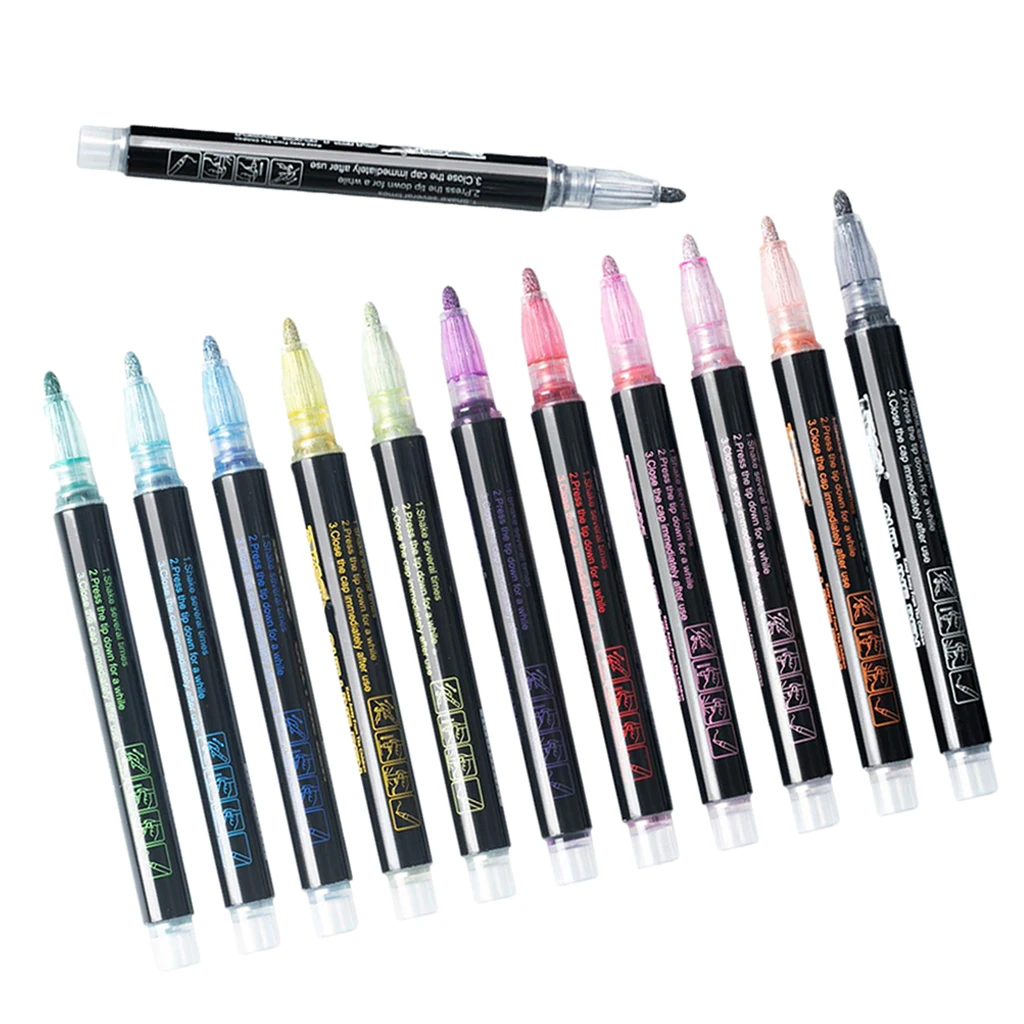 12x Glitter Metallic Double Line Pens Arts Drawing Doodle Pens Diary Journaling 12x Glitter Metallic Double Line Pens Arts Drawing Doodle Pens Diary Journaling