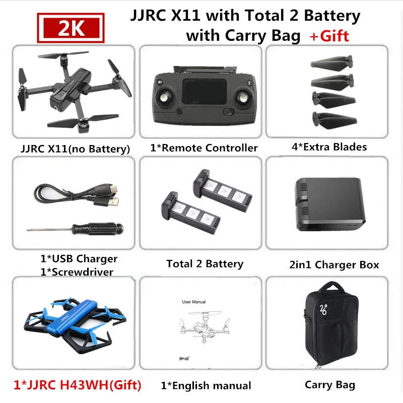 JJRC X11 gps Радиоуправляемый Дрон Квадрокоптер с 5G WiFi 2K HD камера 20 минут Летающий бесщеточный Квадрокоптер Следуйте за мной Дрон VS B4W F11 - Цвет: B5 Carry Bag