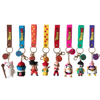 

Anime Dragon Ball Z Keychain PVC Silicone Son Goku Fat Buu Kuririn Roshi Figures Cartoon Key Ring Kid Trinket Gift Key Holder