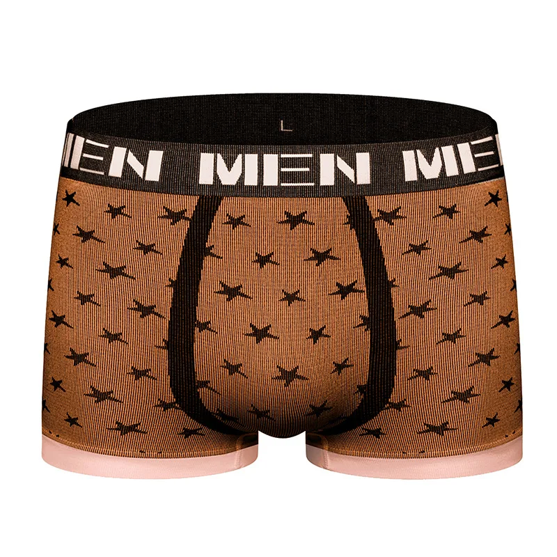 Сексуальные боксеры мужское нижнее белье звездный узор мужские трусы шорты
