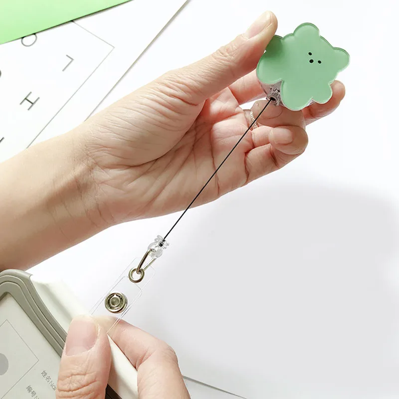 Candy Color Korea Bears Acrylic Retractable Badge Reel Nurse Doctor Student Exhibition ID Card Clips Badge Holder Stationery badge holder,retractable badge reel