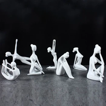 

SIMPLE MODERN RESIN BLACK WHITE YOGA WOAMAN ORNAMENTS CREATIVE YOGA ROOM CHARACTERS FURNISHINGS CRAFTS HOTLE OFFICE DECORATION