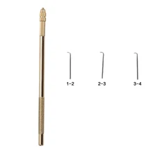 Professional Bronze Wig Ventilating Holder with 3 Pcs Pin ventilating needle for wig making Crochet Hook Hair tools(1-2,2-3,3-4