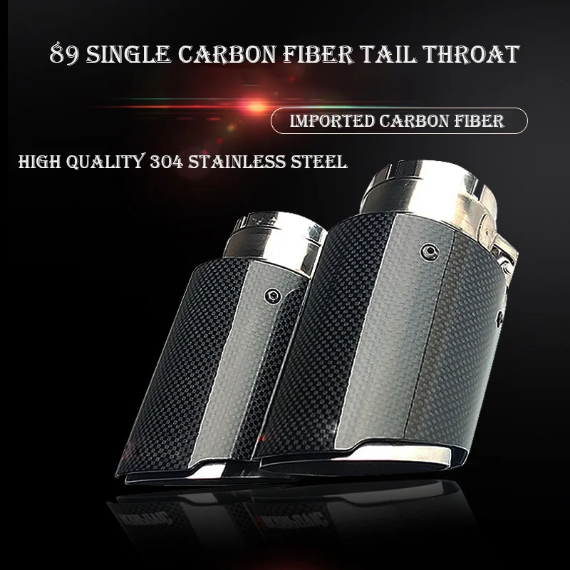 

1PCS ak plain weave Glossy carbon car exhaust system muffler plain tip Tail Pipes straight Silver stainless steel