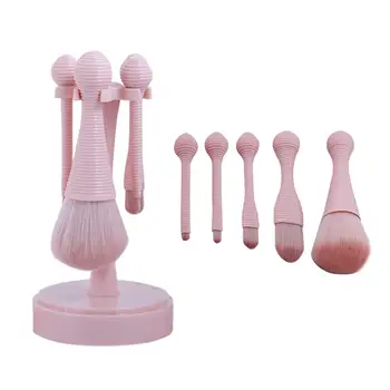

5PCS Lollipop Complexion Makeup Brush Set Eyeshadow Lips Blush Powder Foundation Brush With Base Stand Cosmetics Beauty Tools