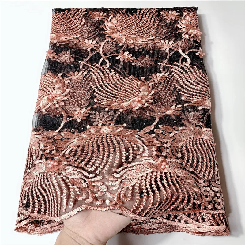 

African Lace Fabric 2020 High Quality Lace Gold Embroidered Brocade Lace French Tulle Lace Fabric For Nigerian Party Dress