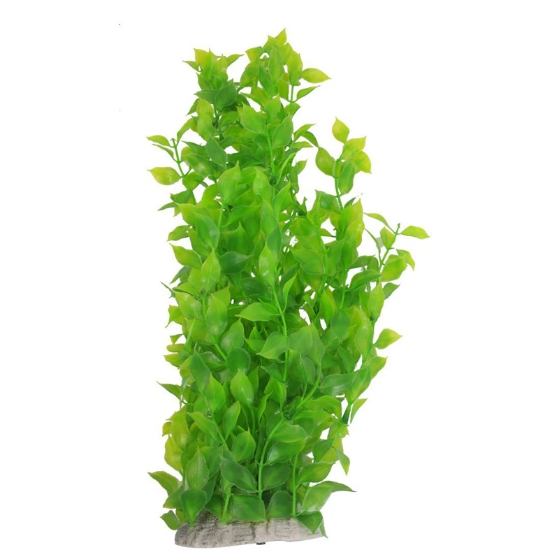 40cm Plastic Green Leaves Water Plants Decoration for Fish Tank Aquarium-ABUX