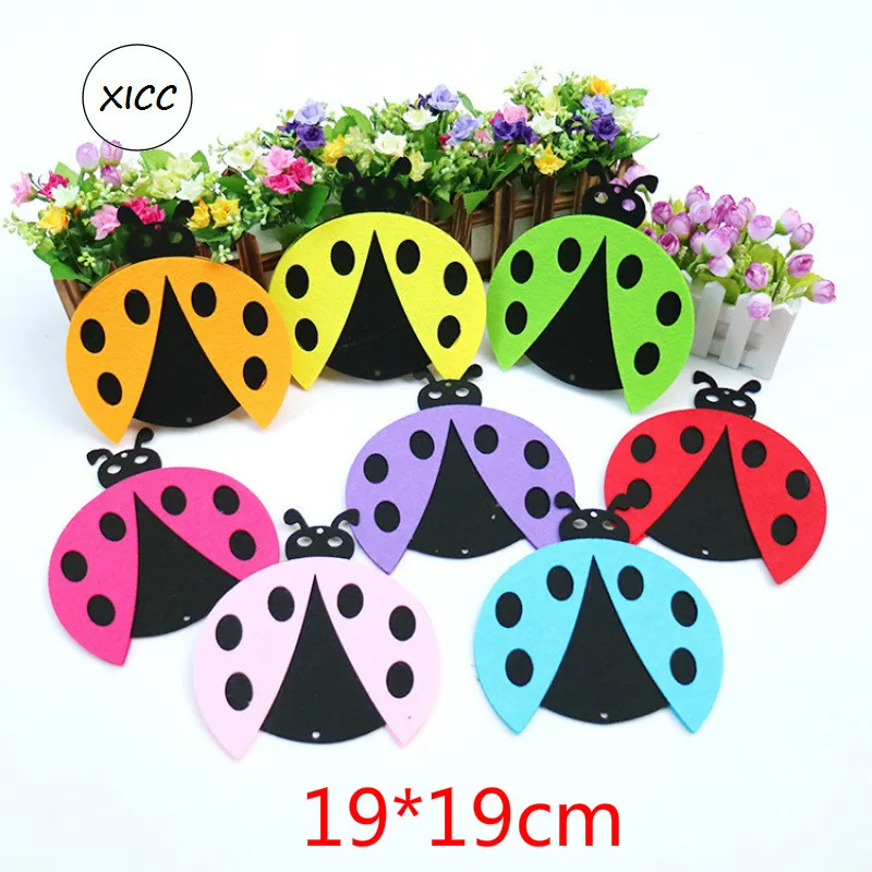 T-N Cartoon Beetle Hanger Nonwoven DIY Handmade Crafts Kids Handwork Cloth Forest Animal Felt Kindergarten Decor Wool Feutrine