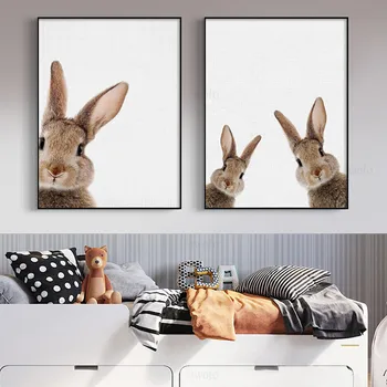 

Nursery Animal Print Little Rabbit Poster Paintings in The Bedroom Kids Room Home Decoration Modern Wall Art Posters and Prints