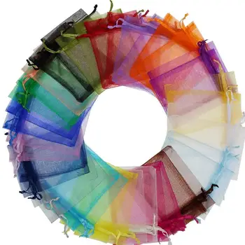 

50pcs 7x9CM Organza Bags Jewelry Packaging Bags Wedding Party Candy Drawable Decoration Pouches Party Gift Bags Bags Weddin B1K2