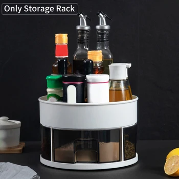 

2 Tier Round Condiments 360 Degree Rotation Kitchen Organizer Pantry Storage Rack Cabinet Food Container Countertops Turntable