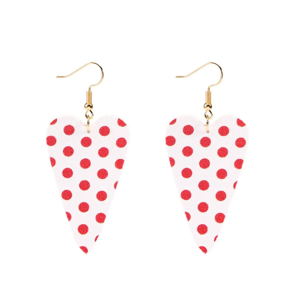 White red dotx7.5cm Новое поступление, креативные серьги на День святого Валентина, кожаные серьги, розовые, пять красных стилей для женщин, девушек, модные ювелирные изделия, подарки - Окраска металла: White red dotx7.5cm