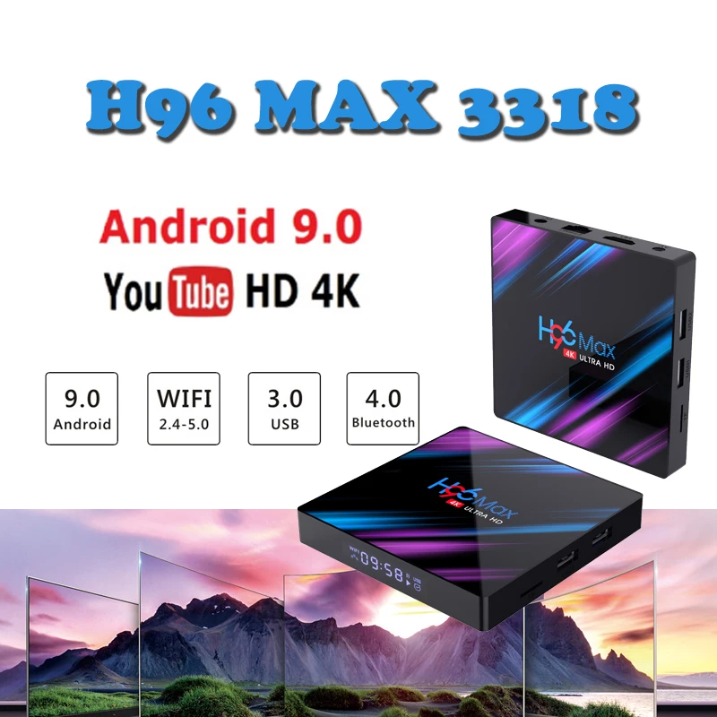 

Android tv box netherlands Wifi Quad-Core H96MAX RK3318 Media Player 4GB Ram32GB 64GB Rom tv box support smart iptv subscription